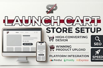 design a premium launch cart store design with winning products