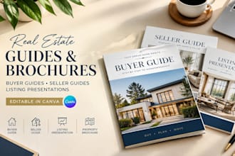 design real estate buyer guides, seller guides and listing brochures in canva