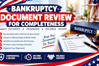 review bankruptcy petitions and documents for completeness