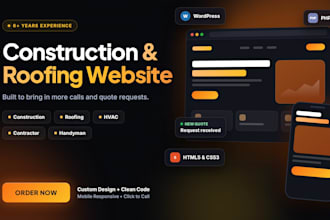 build a construction website, roofing, hvac, or contractor wordpress website