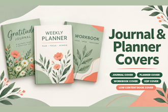 design a journal, planner, or workbook cover for amazon KDP