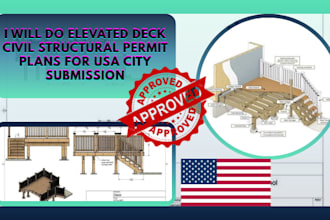 do elevated deck civil structural permit plans for USA city submission