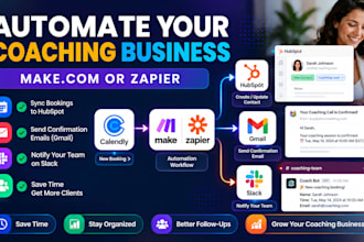 automate calendly, hubspot, gmail and slack with make or zapier for coaches