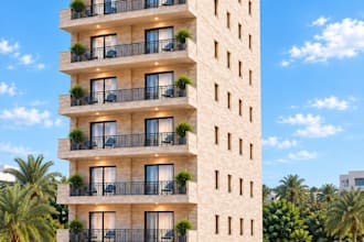 design luxury modern building exterior 3d rendering