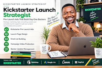 manage your kickstarter pre launch ads and funding campaign