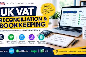 prepare UK vat returns, reconcile vat and organize bookkeeping