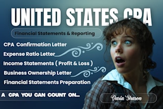 prepare US CPA letters for mortgages, comfort letters, and proof of funds