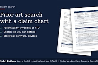 do a patent prior art search with a claim chart