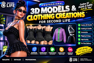 create a second life 3d clothing and 3d garment with 3d fashion design