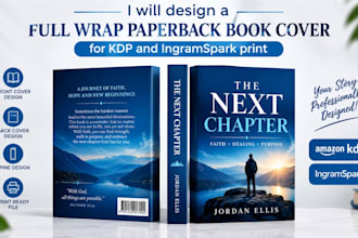 design a full wrap paperback book cover for KDP and ingramspark print