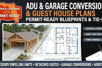 provide adu, garage conversion , guest house permit plans