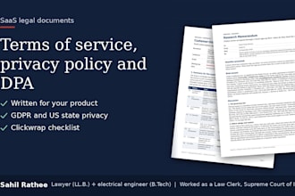 draft saas terms of service, a privacy policy and a dpa