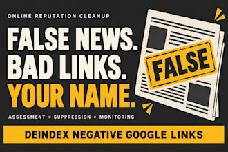 remove false news and deindex negative links about you on google search