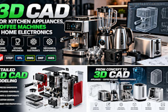 draft 3d cad for kitchen appliances, coffee machines and home electronics