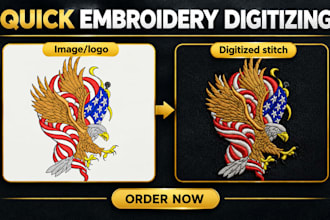 do embroidery digitizing, digitize image for embroidery dst emb files in 1 hour