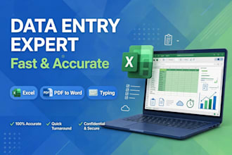 do data entry ,excel work,PDF to excel typing work