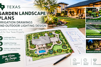 texas garden landscape plans, irrigation drawings, and outdoor lighting design