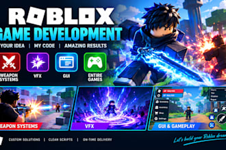 be your roblox developer for weapon system, vfx, gui, and entire roblox game