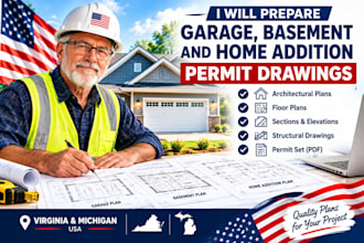 prepare garage, basement and home addition permit drawings