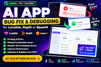 debug and fix your vide coded lovable, replit, base44 or ai mvp app kradim