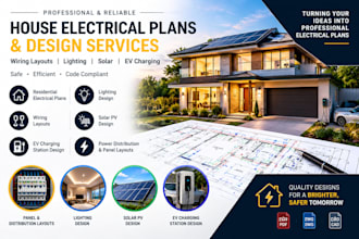 design house electrical plans, wiring layouts, lighting, solar and ev charging