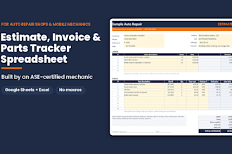 build an auto repair estimate, invoice and parts tracker spreadsheet