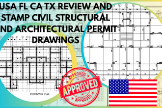usa fl ca tx review and stamp civil structural and architectural permit drawings