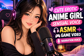 be your cute erotic anime girl sensual voice asmr game video narration voice