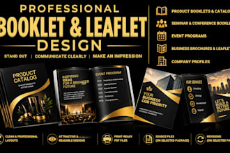 design product booklet, event booklet, conference booklet and leaflet