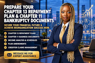 prepare chapter 13 repayment plan and chapter 11 bankruptcy documents
