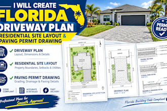 create florida driveway plan, residential site  layout and paving permit drawing