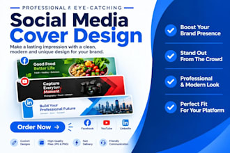design facebook cover, banner design, youtube banner and linkedin banner