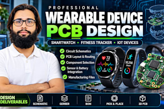 professionally design pcb wearable, smartwatch fitness, tracker, iot device