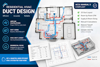 design hvac ductwork, calculate airflow, and provide manual d duct sizing
