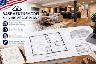 design basement remodel and living space floor plans