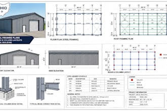 create ohio steel framing plans with beam and column layouts for metal building