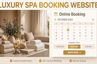 spa website, booking website, massage website, beauty salon, spa booking system