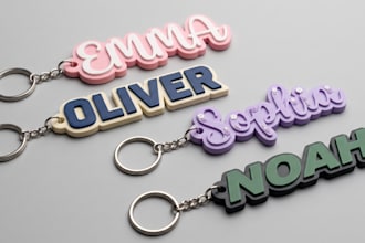 design printable 3d name keychain stl personalized keyring name tag template stl