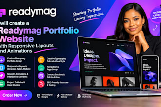 create a readymag portfolio website with responsive layouts and animations