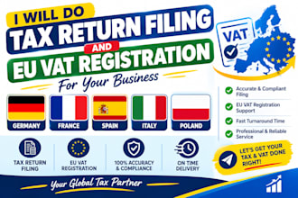 do tax return filing, eu vat registration for germany,france,spain,italy,poland
