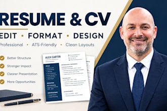 edit, format and design your professional curriculum vitae resume or CV