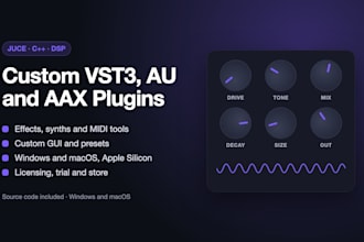 develop a custom vst3, au and aax audio plugin in juce