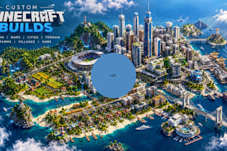 build custom minecraft spawn, minecraft map, city, terrain, farm, village, hubs
