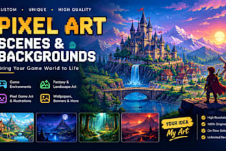 draw pixel art scenes pixel art background pixel illustration for games