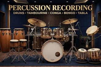 record percussion drum, tambourine, conga, bongo, tabla for your song