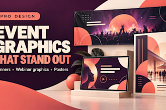 design professional event banners, webinar graphics, conference posters