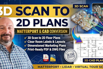 convert your matterport or room scan into a 2d cad floor plan