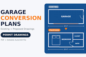 draw garage conversion plans and permit drawings