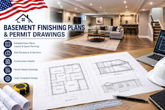 design basement finishing plans and permit drawings