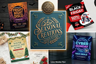 make halloween, cyber monday, christmas , black friday flyer